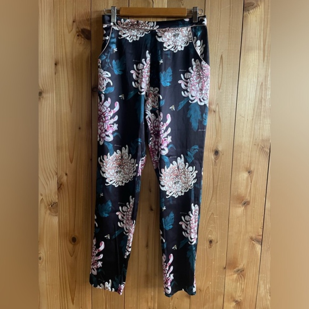 Fleur Du Mal Floral Silk PJ Pants Size XS